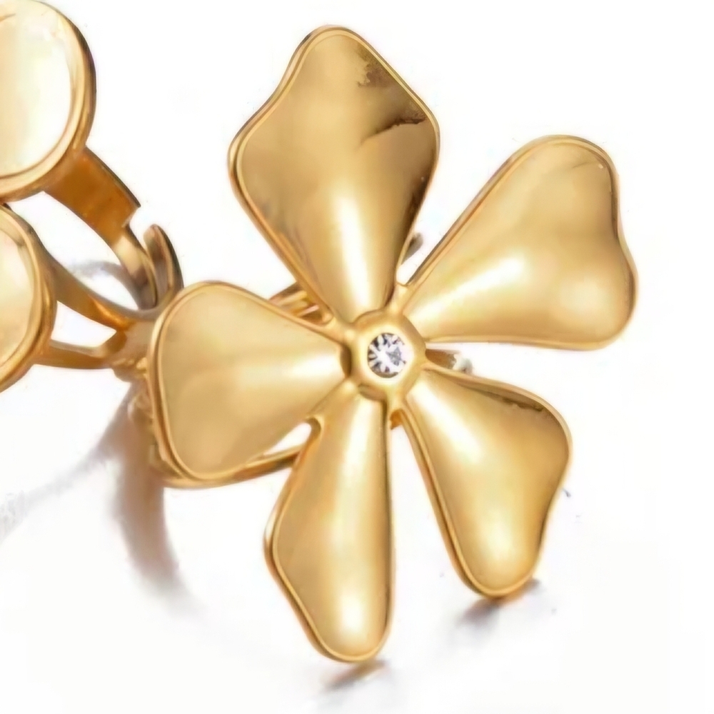Flower Ring Statement Ring Golden Blossom Adjustable - Picture 10 of 13